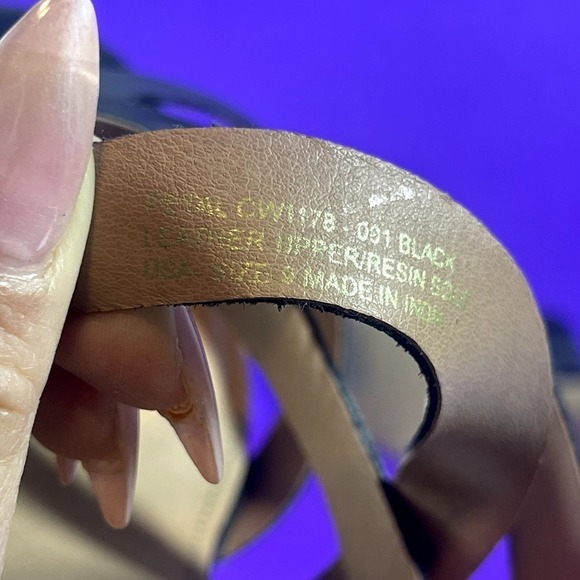 CREVO Petal Block Heel Leather Mule Sandal In Black Women's Shoe Size 9 - Picture 10 of 11